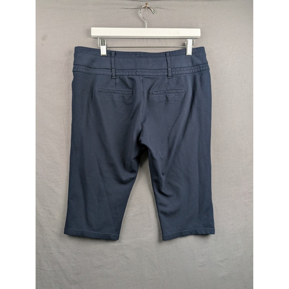 One 5 One Womens Navy Blue Capri Pants Gold‎ Button Detail Size 12